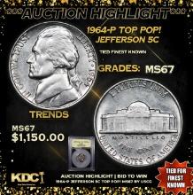 ***Auction Highlight*** 1964-p Jefferson Nickel TOP POP! 5c Graded GEM++ Unc By USCG (fc)