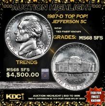 ***Auction Highlight*** 1987-d Jefferson Nickel TOP POP! 5c Graded ms68 5fs By SEGS (fc)