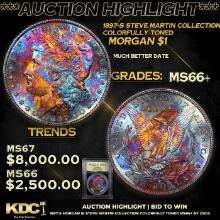 ***Auction Highlight*** 1897-s Morgan Dollar Steve Martin Collection Colorfully Toned $1 Graded GEM+