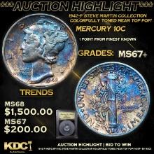 ***Auction Highlight*** 1942-p Mercury Dime Steve Martin Collection Colorfully Toned Near Top Pop! 1