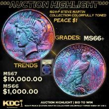 ***Auction Highlight*** 1924-p Peace Dollar Steve Martin Collection Colorfully Toned $1 Graded GEM++