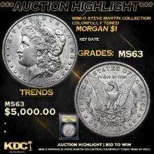 ***Auction Highlight*** 1886-o Morgan Dollar Steve Martin Collection Colorfully Toned $1 Graded Sele