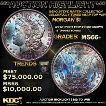 ***Auction Highlight*** 1881-o Morgan Dollar Steve Martin Collection Colorfully Toned Near Top Pop!
