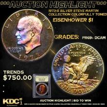Proof ***Auction Highlight*** 1973-s Silver Eisenhower Dollar Steve Martin Collection Colorfully Ton
