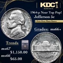 1964-p Jefferson Nickel Near Top Pop! 5c Graded ms66+ By SEGS