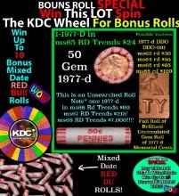 INSANITY The CRAZY Penny Wheel 1000s won so far, WIN this 1977-d BU RED roll get 1-10 FREE