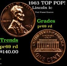 Proof 1963 Lincoln Cent TOP POP! 1c Graded pr69 rd BY SEGS