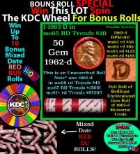 INSANITY The CRAZY Penny Wheel 1000s won so far, WIN this 1962-p BU RED roll get 1-10 FREE