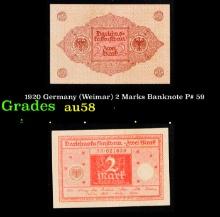1920 Germany (Weimar) 2 Marks Banknote P# 59 Grades Choice AU/BU Slider