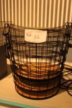 Black Wire Baskets with Wooden Bottoms