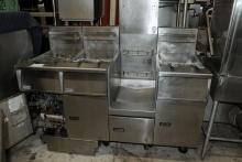 Pitco Triple Fryer with Dump Station and Oil Recovery System