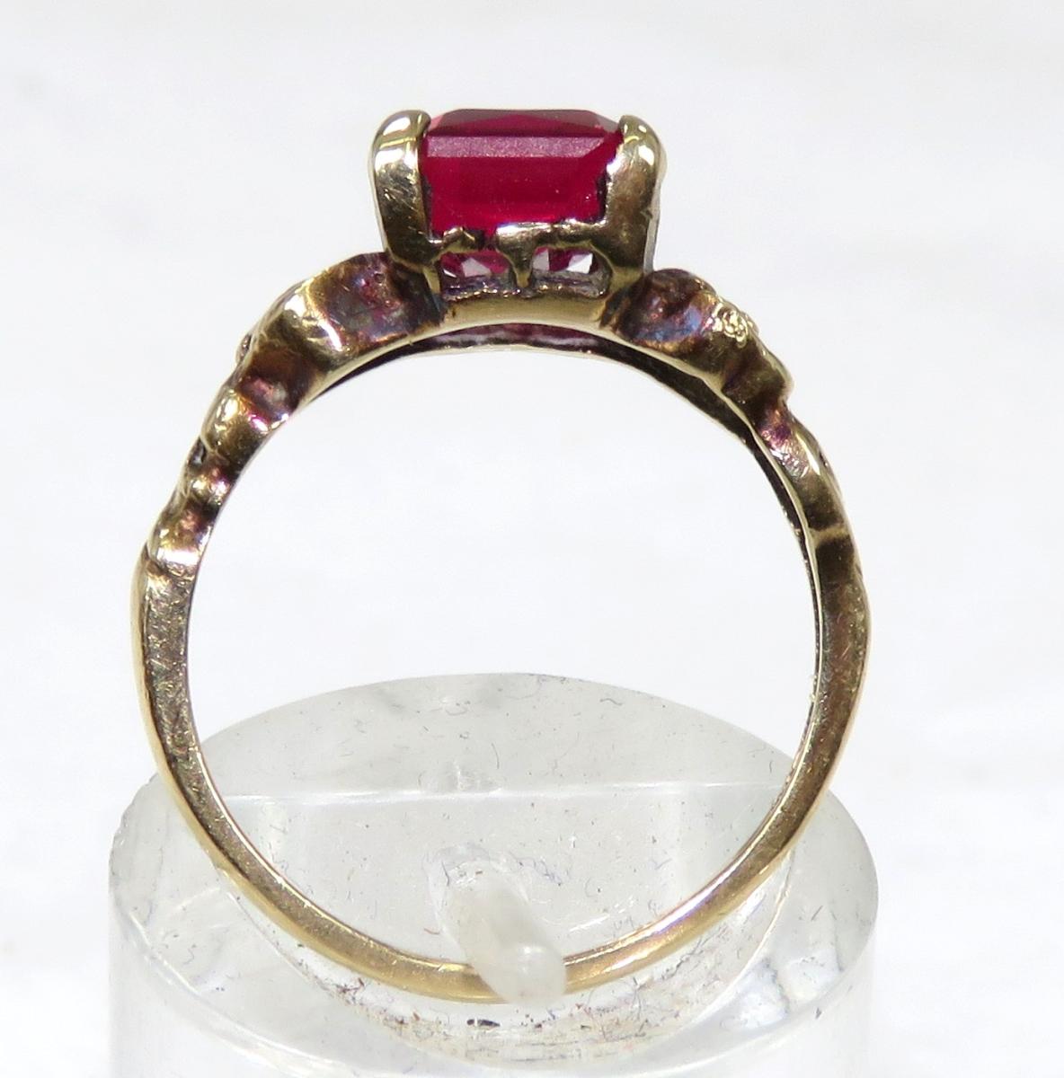 14kt Yellow Gold Emerald Cut Ruby Ring