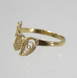 14kt Yellow Gold Filigree Earrings and Ring