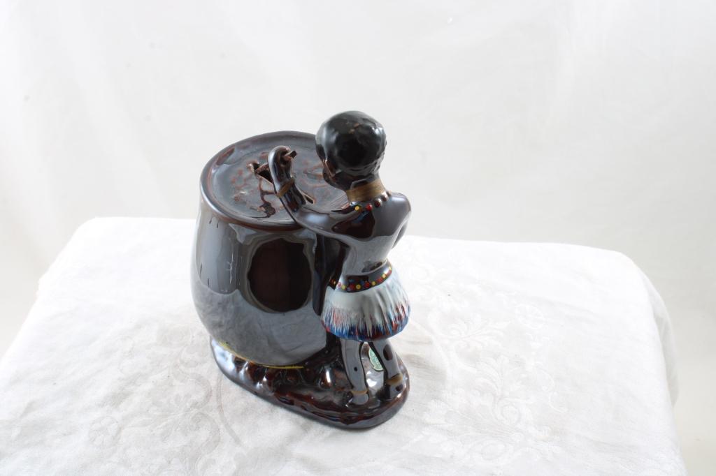 Black Americana 6" Boiling Pot Ceramic Bank Elvin