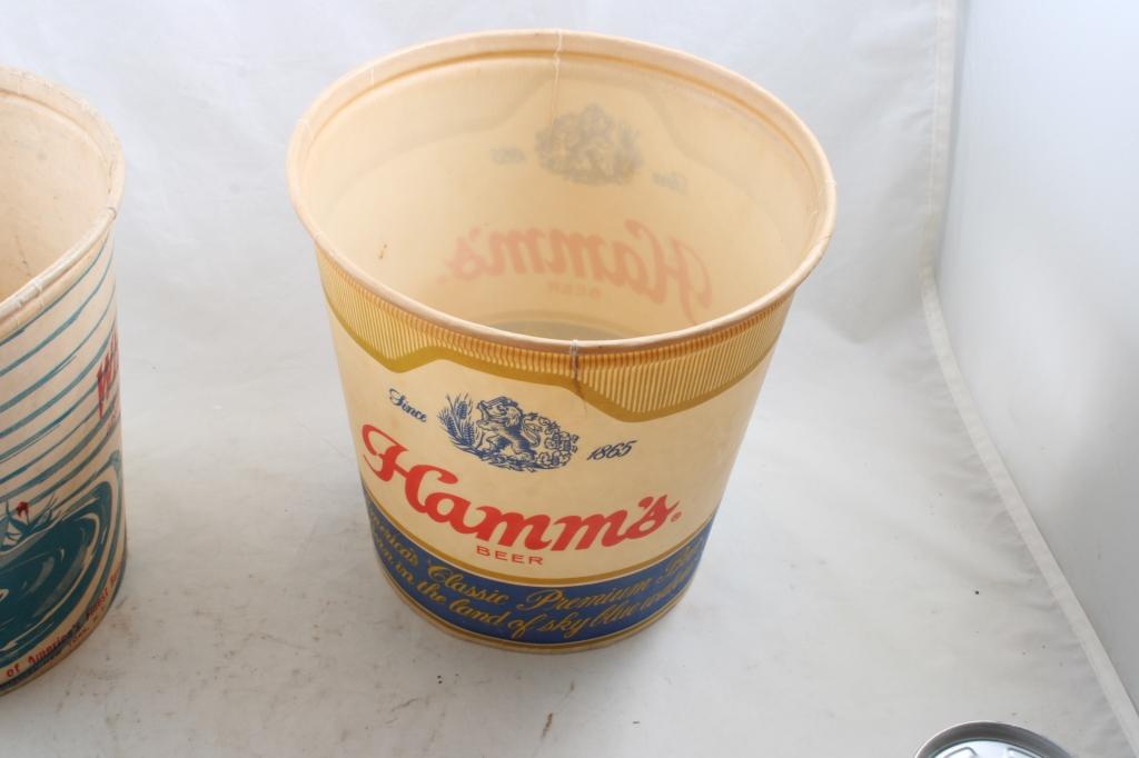 Hamms & White Rock Ice Buckets, Beer Cans, Bank