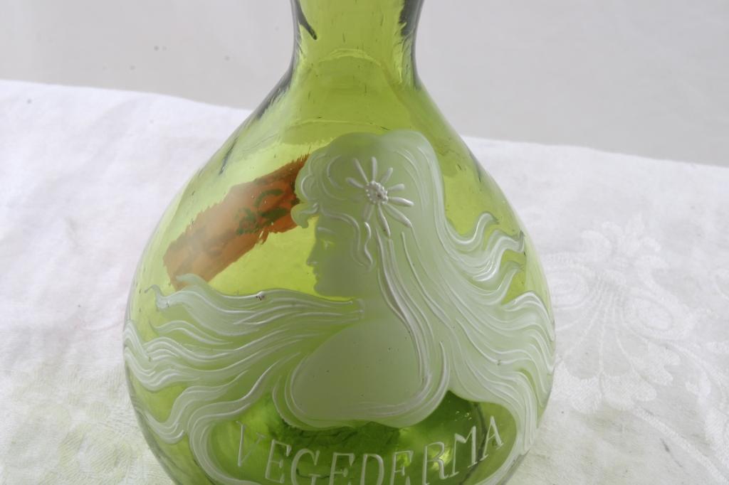 Old Mary Gregory Vegederma Citrine Barber Bottle