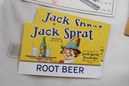 Ephemera Lot Jack Sprat Root beer Labels Plus