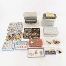 Vintage fly fishing lures in cases