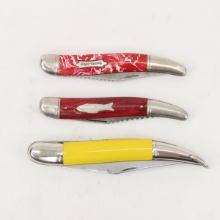 3 Fish Knives with Hook Sharpeners