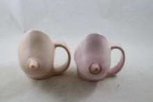 2 Ceramic Breast Figural Mugs