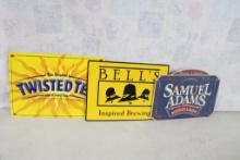 3 Metal Beer Signs Sam Adams, Bell's, Twisted Tea