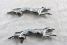 2 Grehound Whippet Hood Ornaments 5 1/4" Long