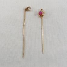 Antique 14k & 10k Gold Stick Pins with stones