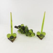 Vintage Green Lucite Grape Cluster and Candles