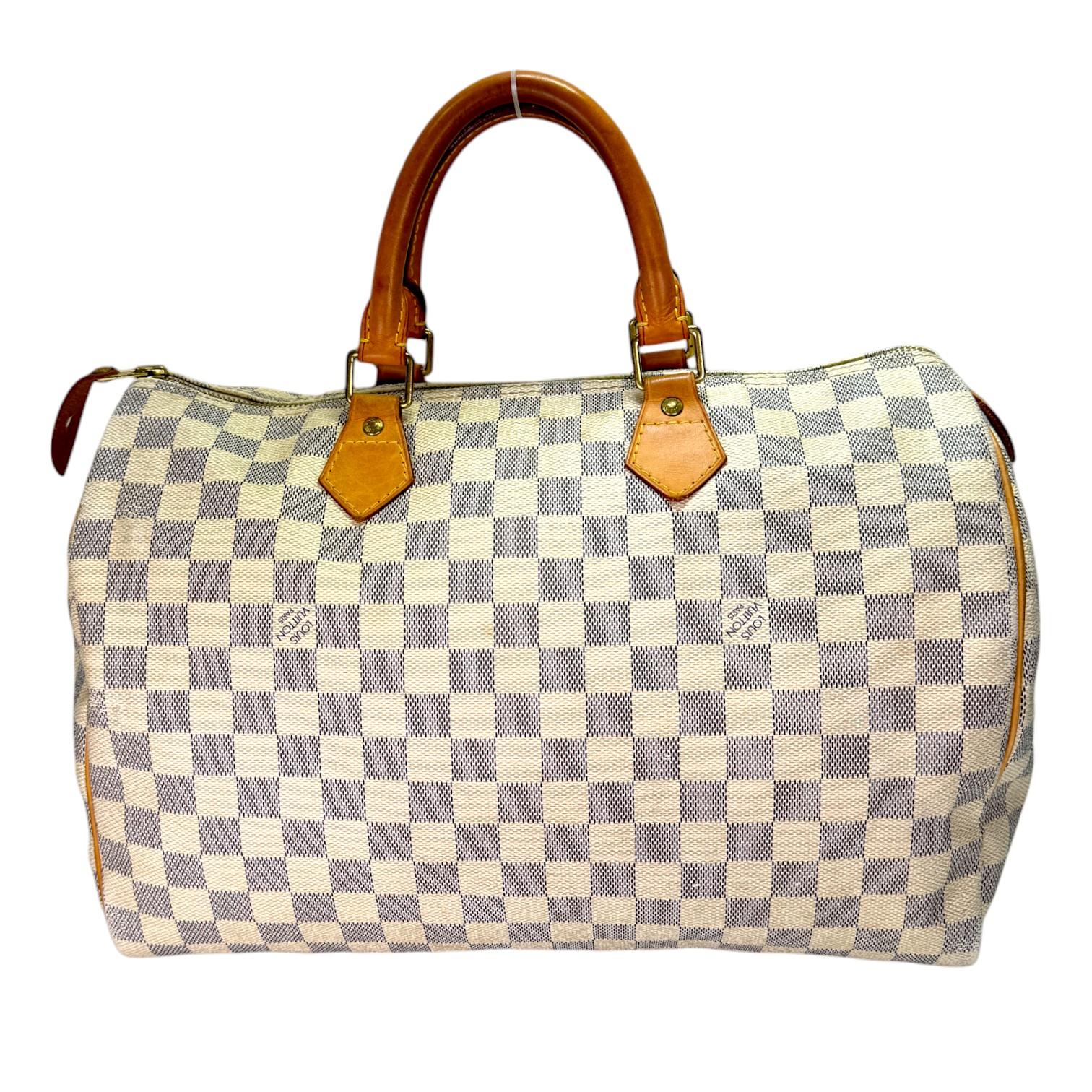 Authentic estate Louis Vuitton Speedy 35 Damier Azur bag