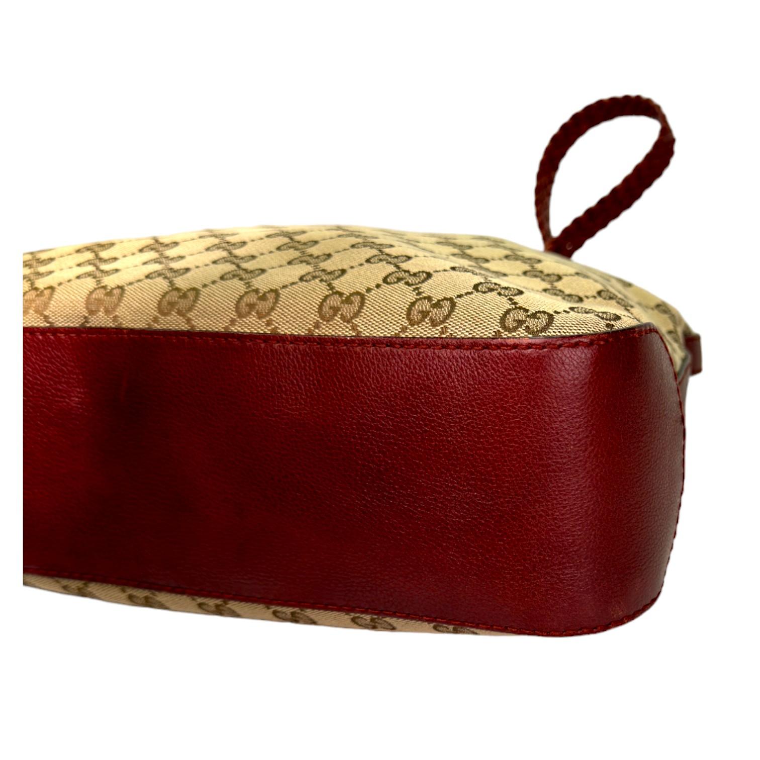 Authentic estate Gucci Burgundy GG Canvas Marrakech hobo purse