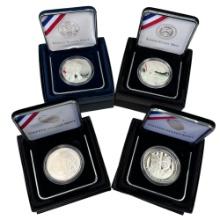Lot of 4 better proof U.S. commemorative silver dollars