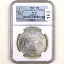 Certified 2015-P U.S. Marshals Service commemorative silver dollar
