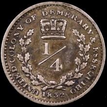 1832 Essequibo & Demerary silver 1/4 guilder