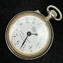 Circa 1940 Roskopf open-face pin-set pocket watch