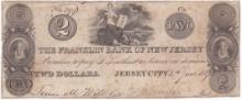 1829 Franklin Bank of New Jersey (Jersey City) $2 banknote