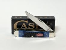 CASE XX NAVY BLUE BONE TRAPPER KNIFE WITH RED SHIELD NEW IN BOX
