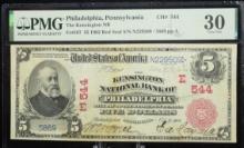 1902 $5 Kensington Bank PA Red Seal 5869 PMG30VF