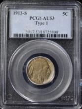 1913-S Type 1 Buffalo Nickel PCGS AU-53