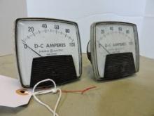 Pair of General Electric D-C AMPERES Meters / Shunt External / 50-162121ECPK2