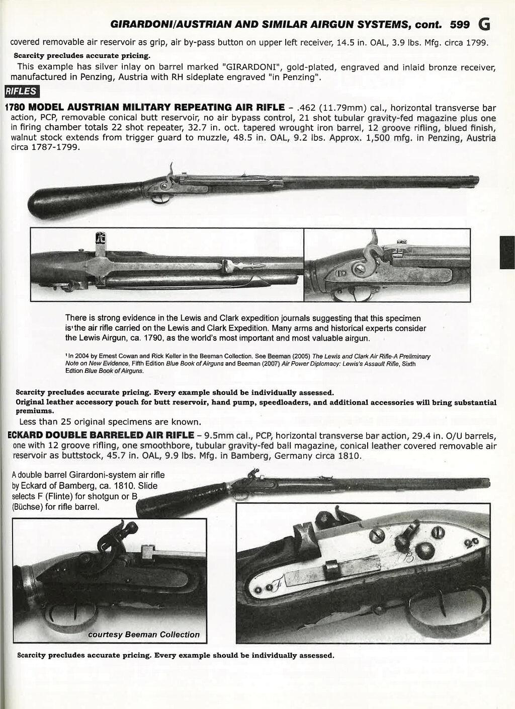 Austrian Military Model 1780 Girardoni Repeating Air Rifle