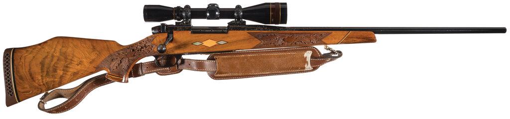 Engraved Weatherby Mark V Crown Grade Rifle with Scope