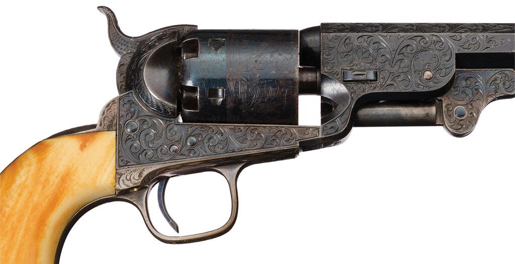 Wm. H. Vanderbilt Cased Engraved Colt 1851 Navy with Carved Grip