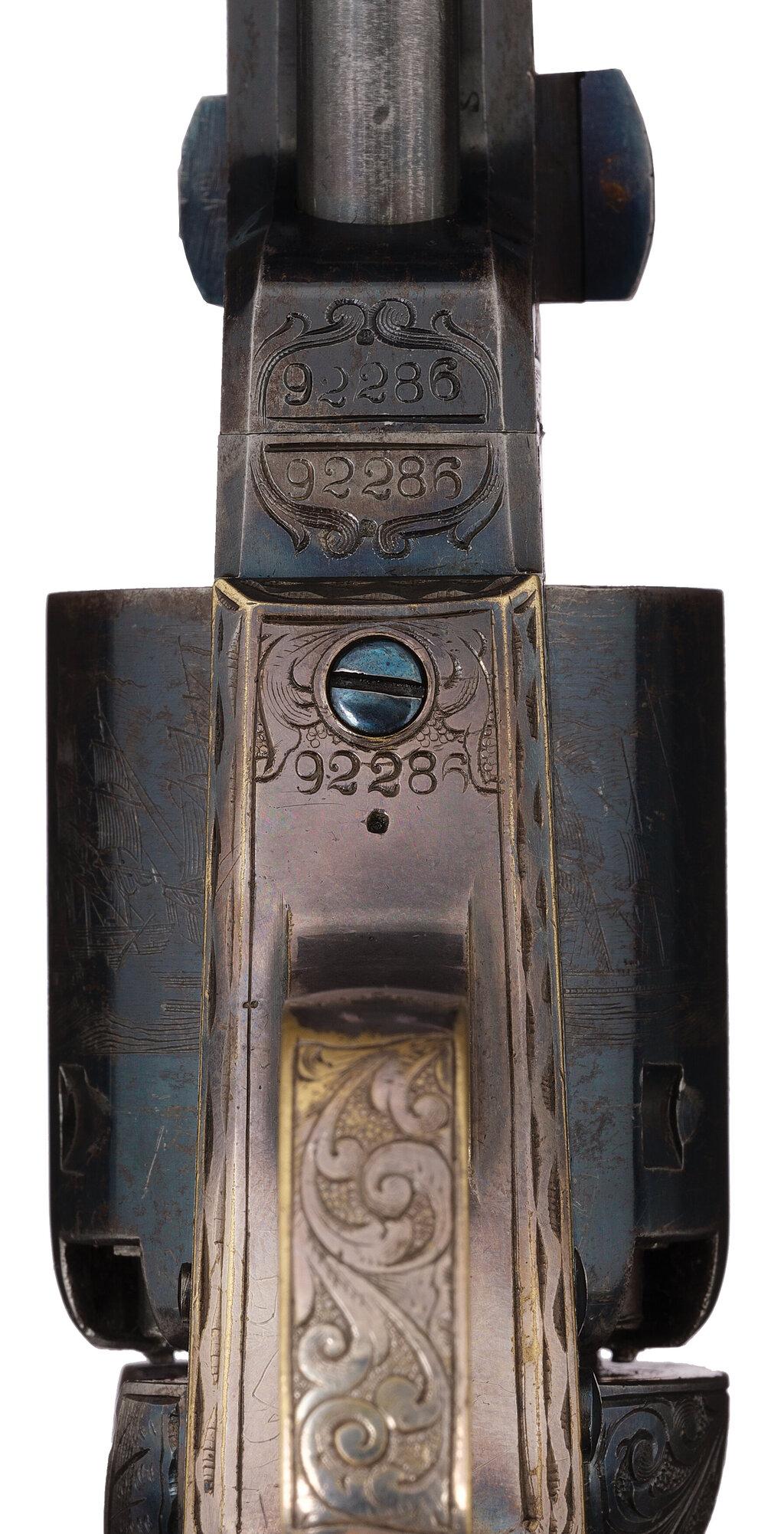 Wm. H. Vanderbilt Cased Engraved Colt 1851 Navy with Carved Grip