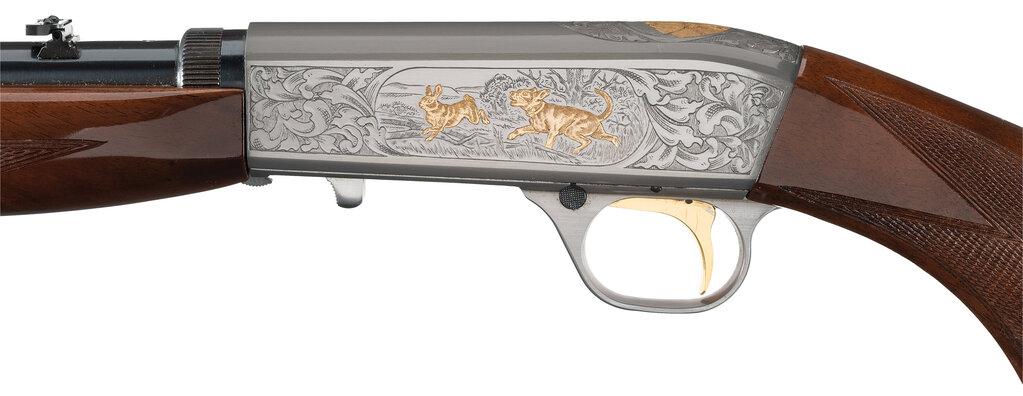 Engraved and Gold Inlaid Browning .22 Auto High Grade Rifle