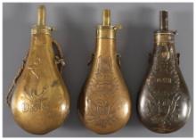 Collector's Lot of Three U.S. Marked Powder Flasks