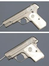 Two Colt Pocket Semi-Automatic Pistols with Pearl Grips