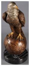 Dominant Eagle Resting on a Globe Bronze by Nadia