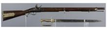 English Baker Flintlock Rifle with Sword Bayonet
