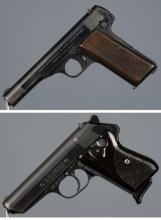 Two European Semi-Automatic Pistols with Holsters