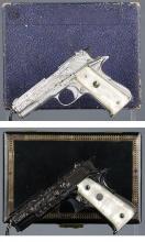 Two Cased Engraved Llama Semi-Automatic Pistols